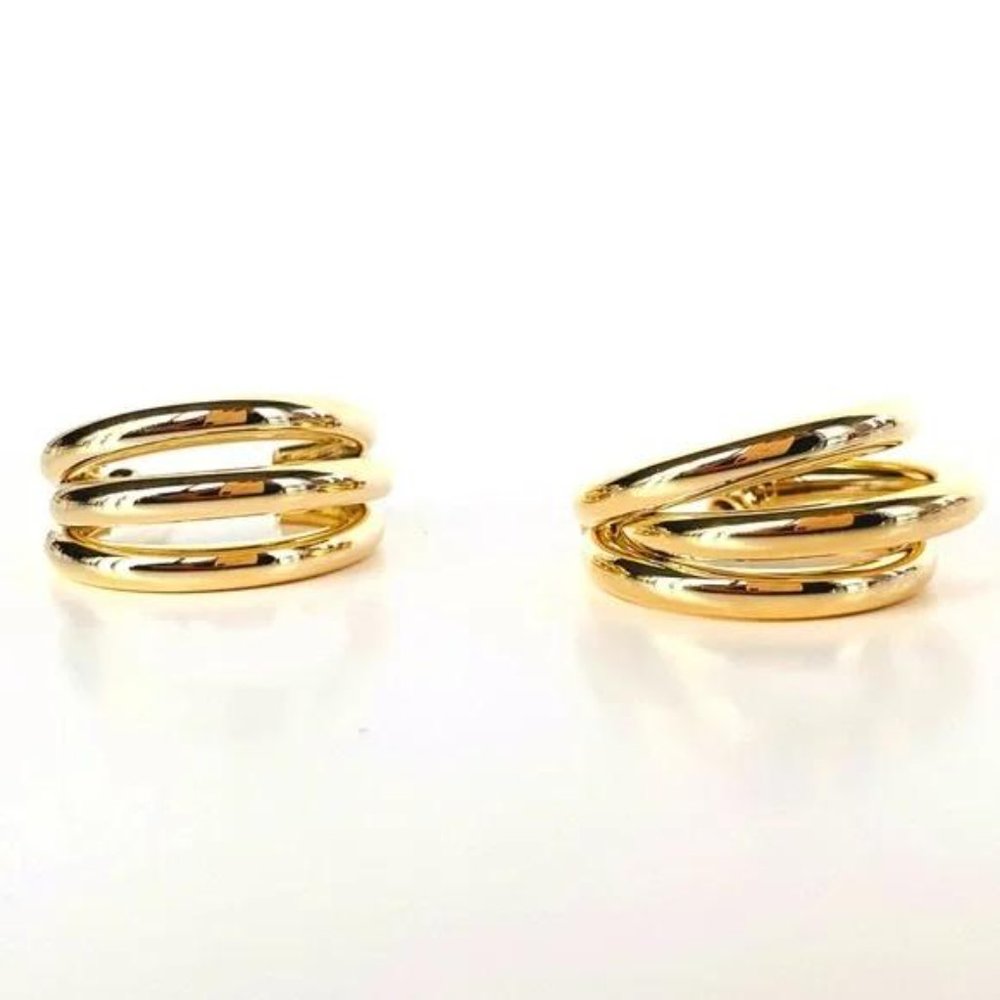 New 18K Gold Chunky Hoops Earrings, NICE EARRINGS, CUTE EARRINGS - Picture 6 of 6
